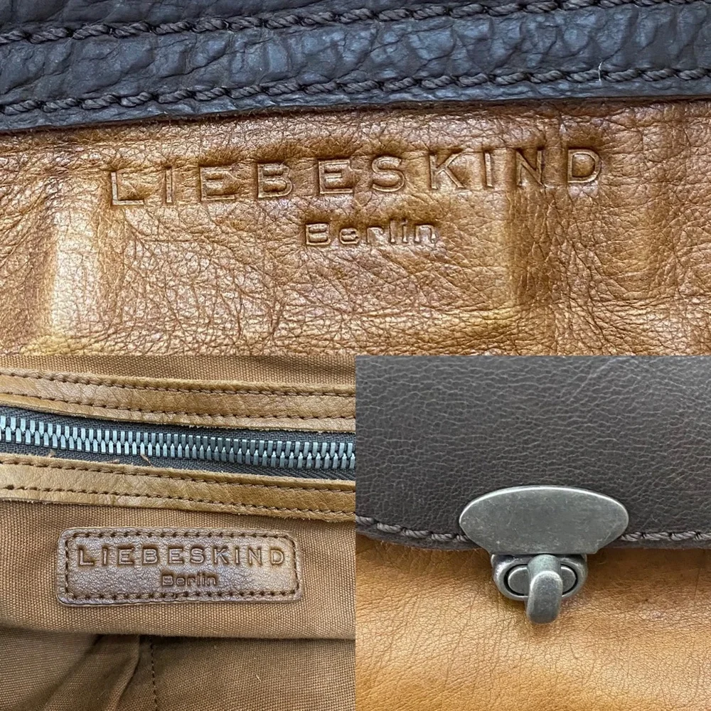 LIEBESKIND Berlin “Olivia” Two-tone Brown/Gray Flap Messenger Bag